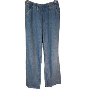 ZARA Size 0 Elastic Waist Light Denim Wide Leg Jeans